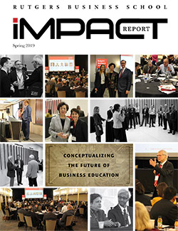 Cover of the 2019 spring impact report which features a collage of different events that took place at the school
