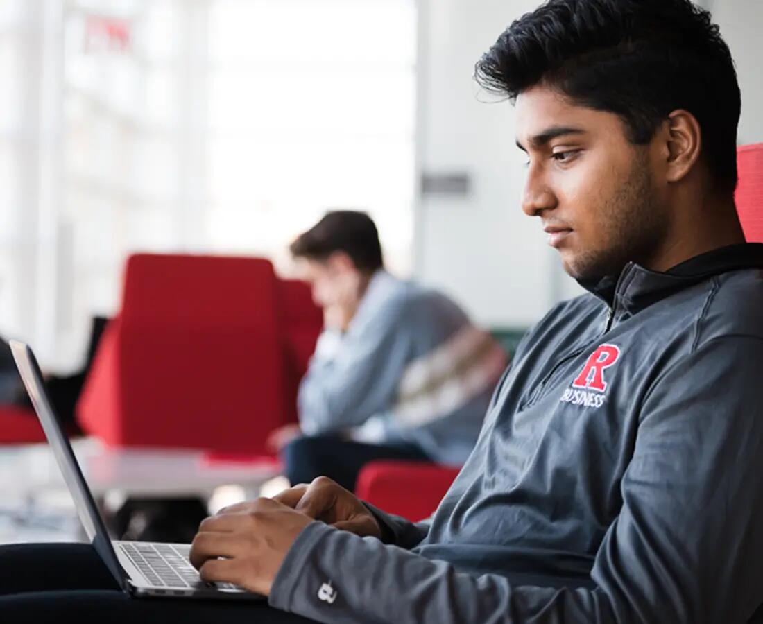 Student sitting at computer