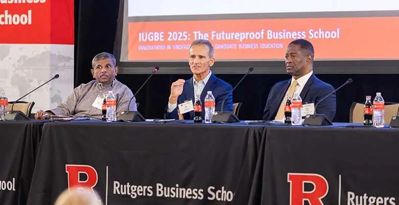 A panel of executives discusses the future of work during Rutgers Business School's conference.